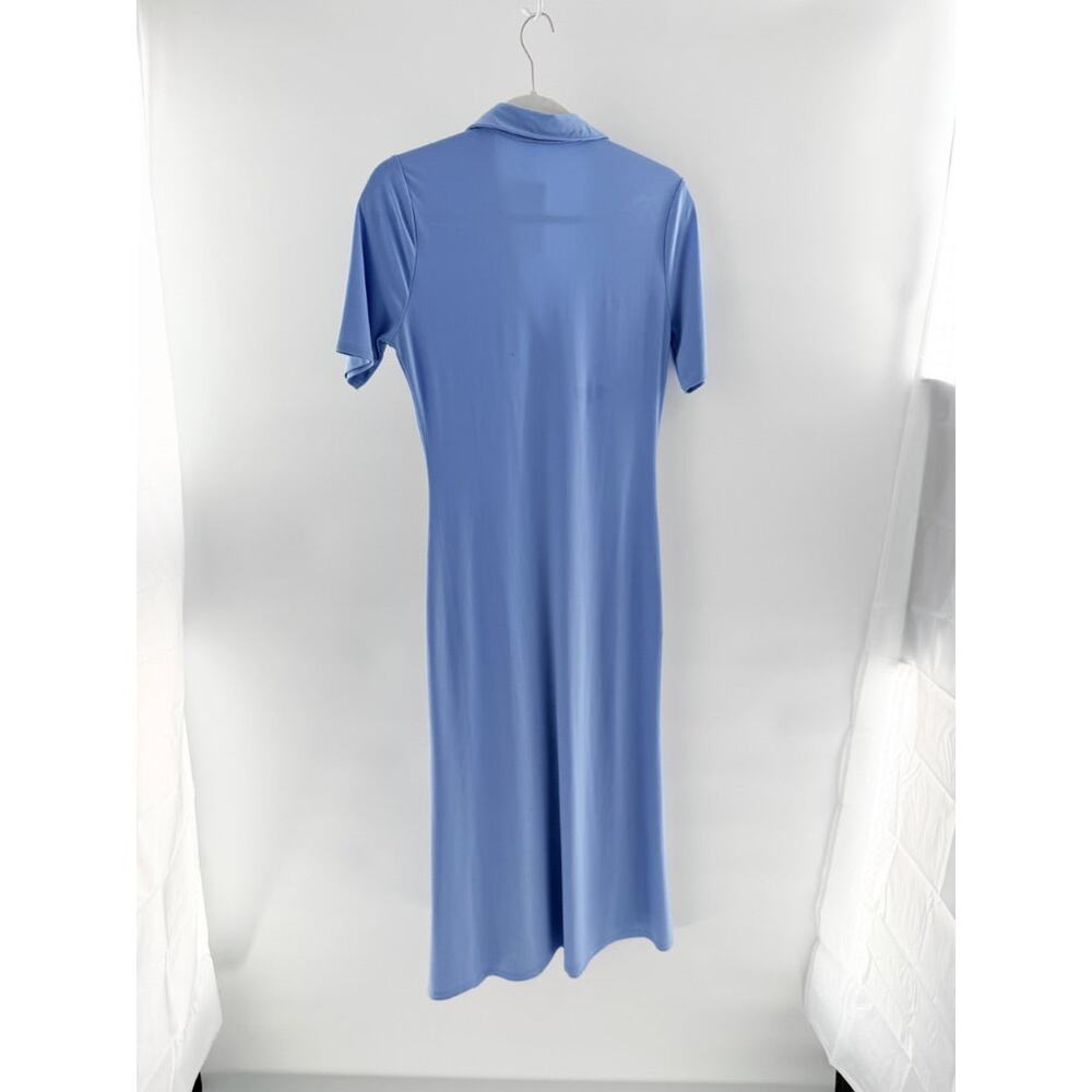 Song of Style Francine Short Sleeve Button-Up Midi Dress Cornflower Blue Medium - Picture 3 of 5